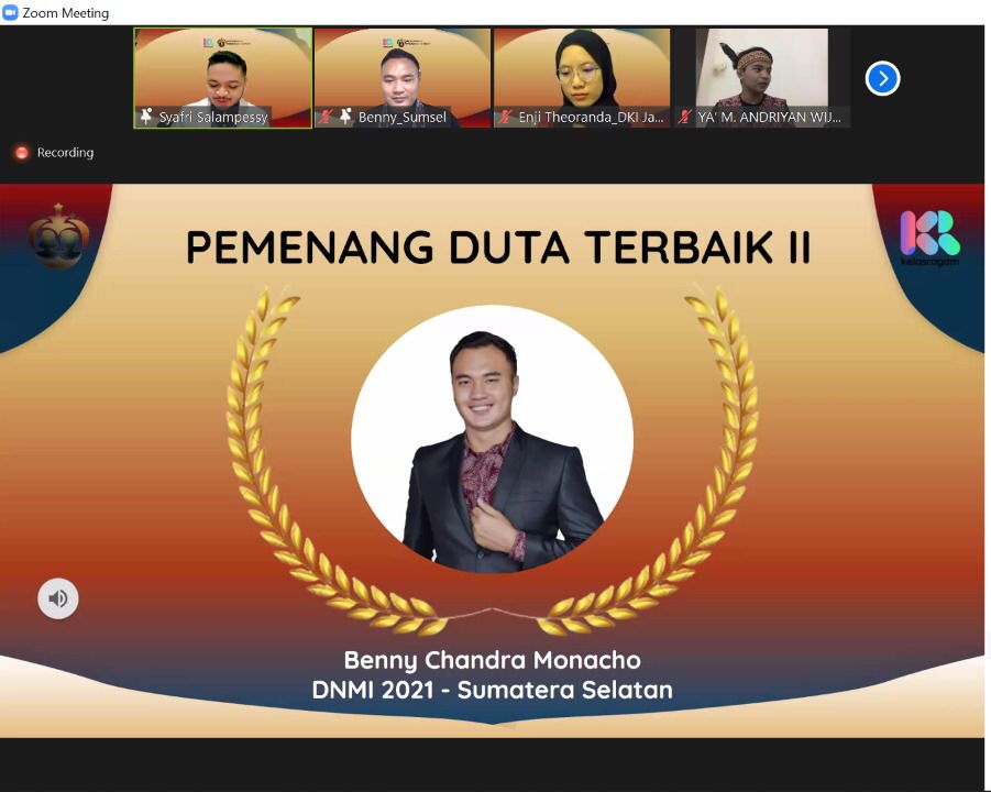 Mahasiswa Asal Sumsel, dinobatkan sebagai Terbaik 2 Duta Nasional Mahasiswa Inspiratif