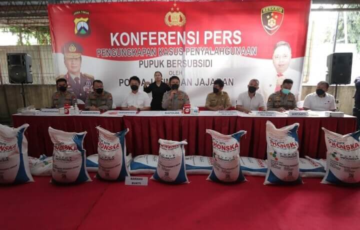 Polda Jatim Sita 279,45 Ton Penyalahgunaan Pupuk Subsidi