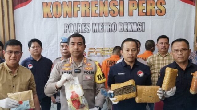 Polres Bekasi Tangkap 4 Kurir Narkoba