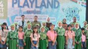 Munafri Arifuddin dan Aliyah Mustika Ilham bersama anak PAUD saat United Nations Day di Summarecon Makassar