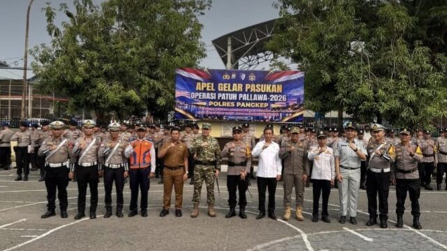 Andi Ilham Zainuddin menghadiri Apel Gelar Pasukan Operasi Patuh Pallawa 2026 di Polres Pangkep.
